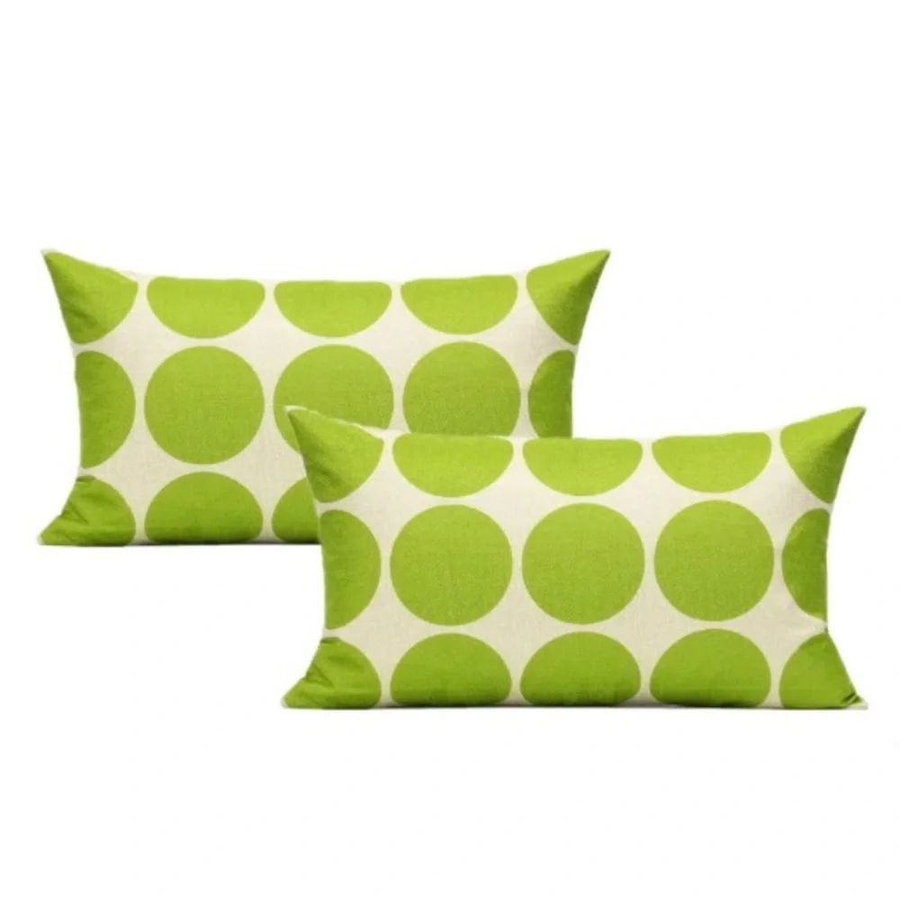 Luxury Home | Lime Green Polka Dot Indoor/Outdoor Lumbar Throw Pillow Covers
